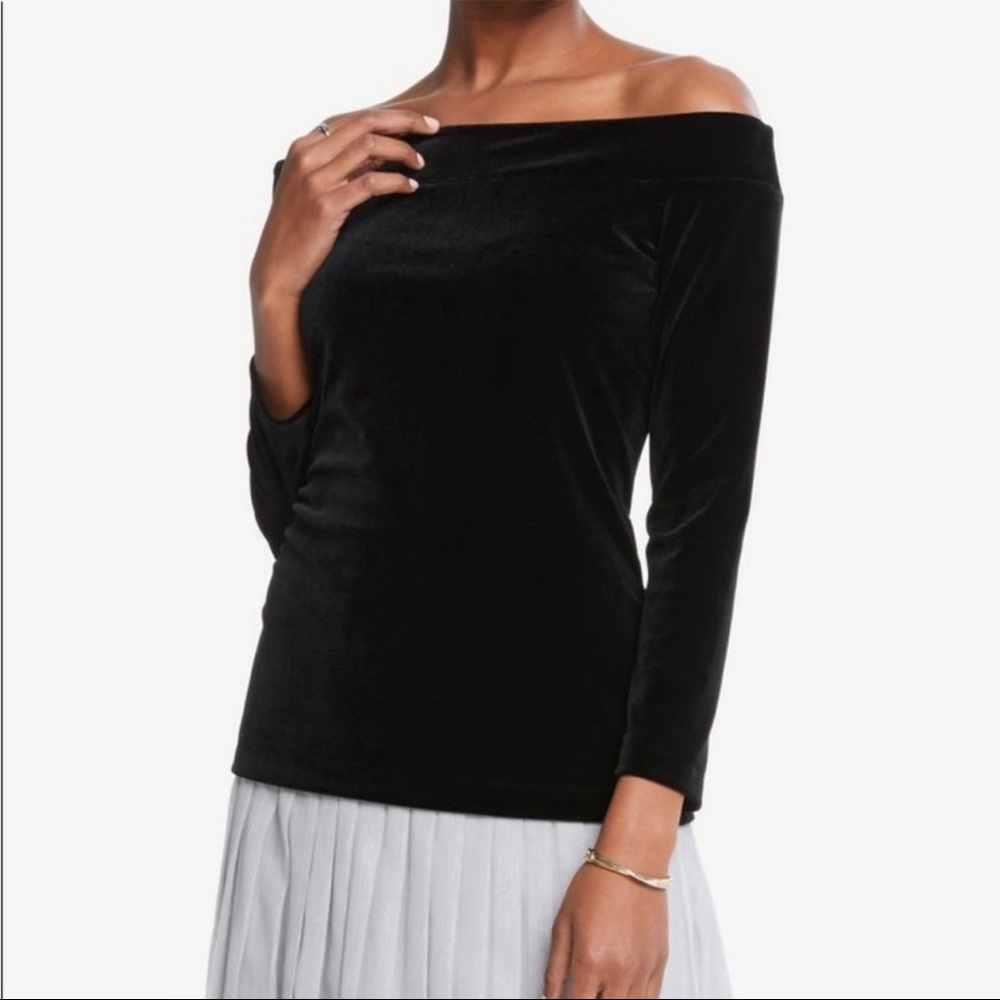 Ann Taylor's off the shoulder velvet top